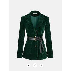 Commense Velvet Belted Metal Button Blazer sz L